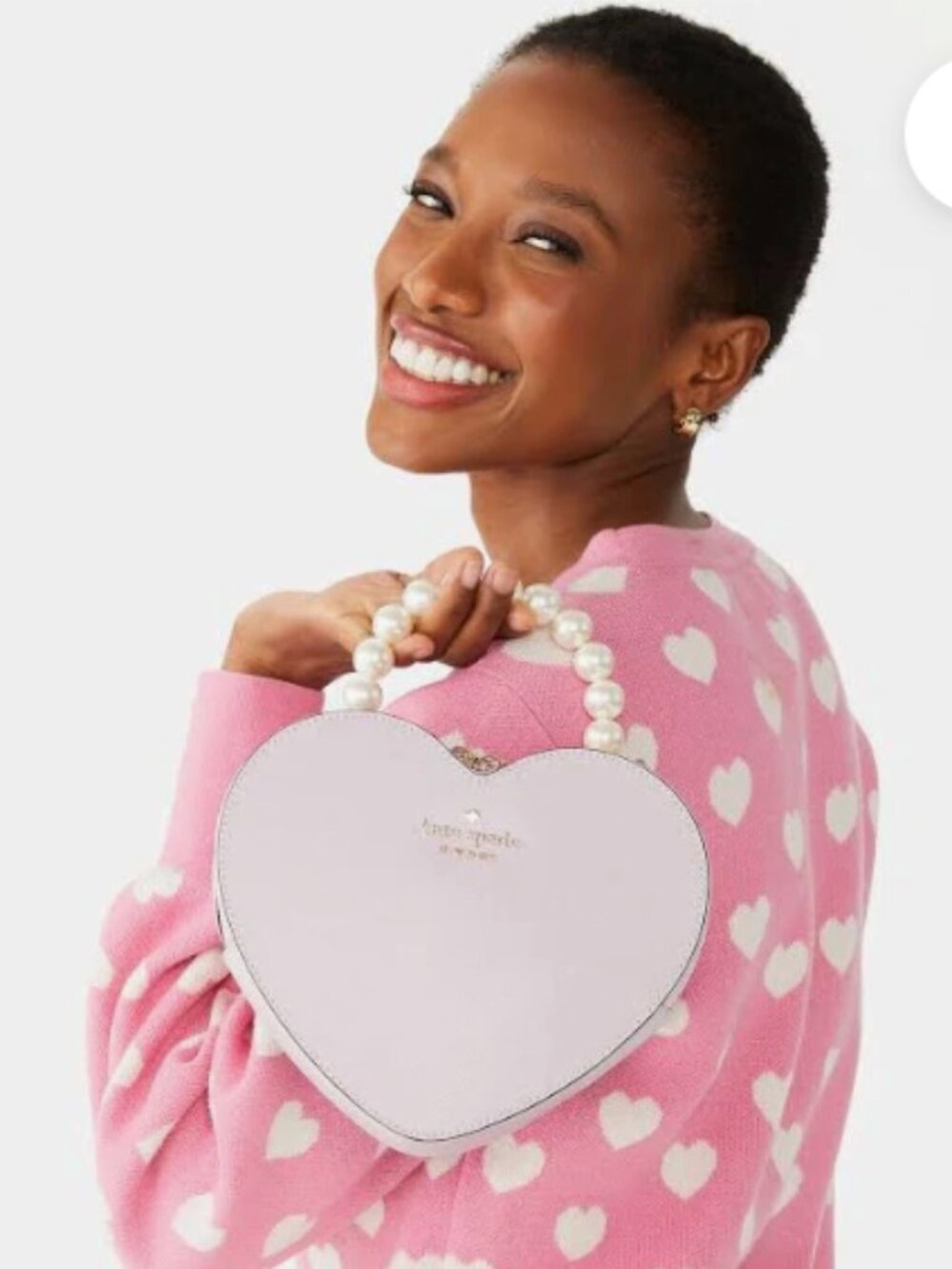 kate spade love shack heart crossbody bag purse faux pearl handle light pink